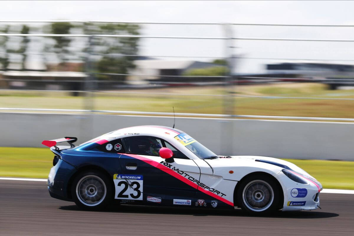 Holly Miall racing at the Silverstone G-Fest